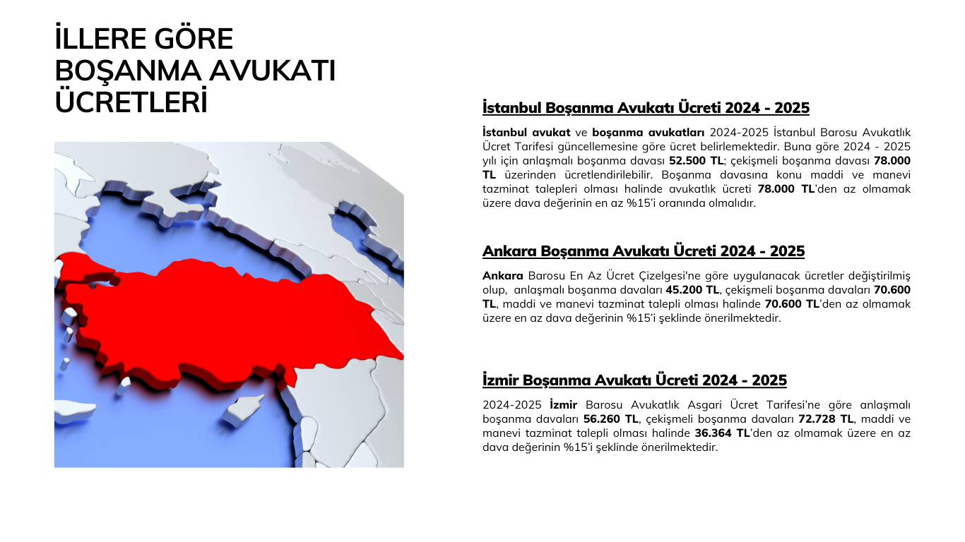 illere göre boşanma avukatı ücretleri