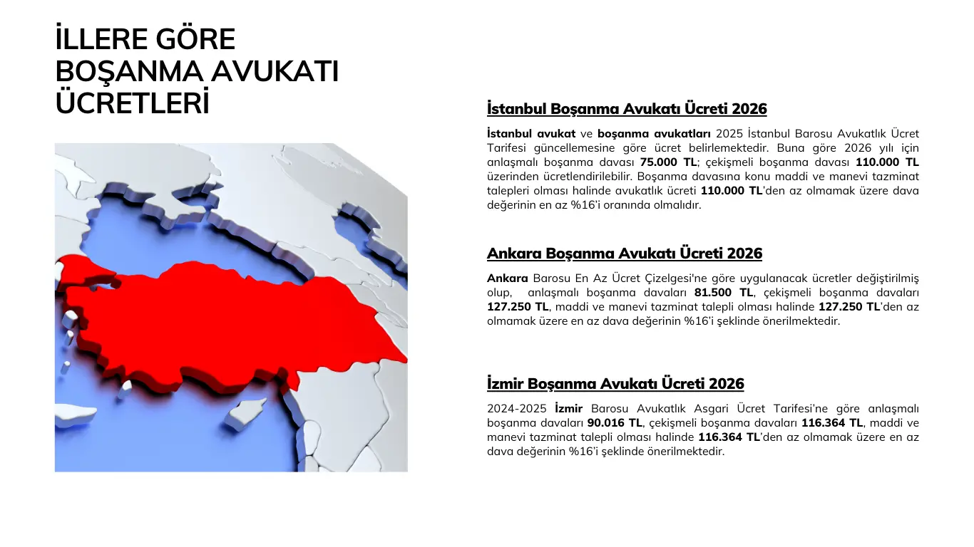 illere göre boşanma avukatı ücretleri